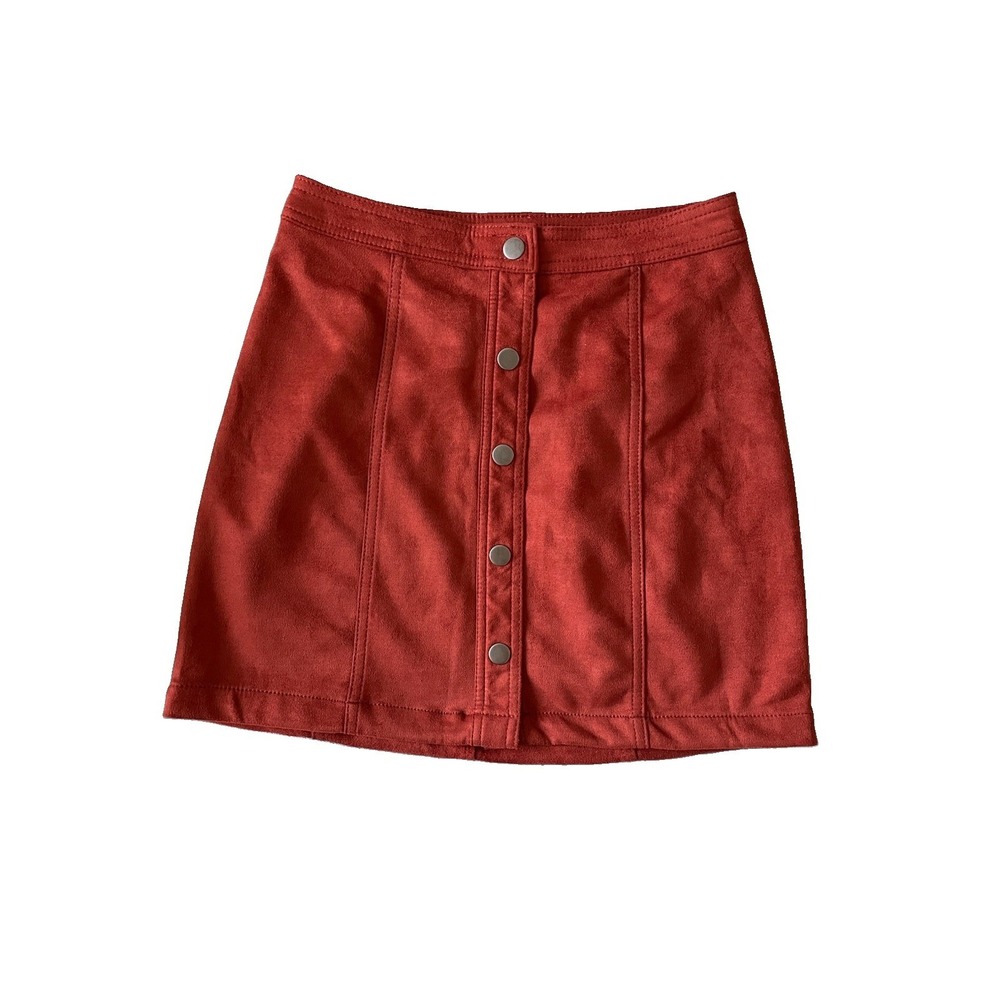 Rust Faux Suede Mini Skirt Y2K Boho Size S Indie Sleaze Pumpkin Spice‎ Western